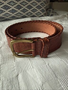 Lauren Ralph Lauren Western Brown Embossed Leather Belt Size Large